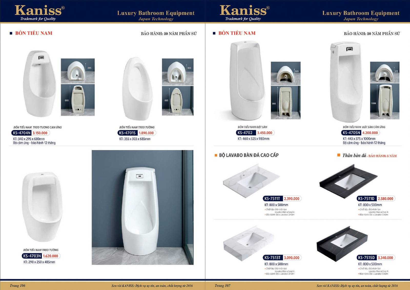 Bảng giá và Catalogue Thiết bị vệ sinh KANISS mới nhất 2025 /Page 54